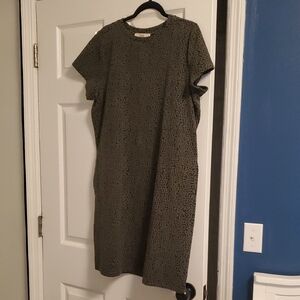 LOFT XL Charcoal Leopard Print Midi Dress
